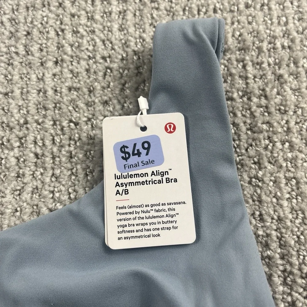 Lululemon Size 4 Align Asymmetrical Bra A/B Light Support Blue NWT